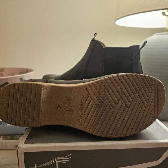 Dansko Dark Ankle Booties with Light Sole - Picture 3 of 3